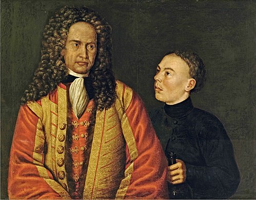 Portrait of Alexei Lenin and a Kalmyk, 1700, 