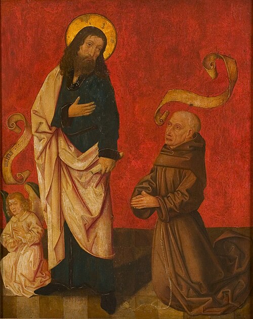De evangelist Mattheus en een geestelijke, 1475, 