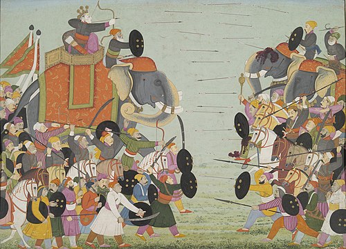 Illustration from a Bhagavata Purana Series, Book 10: Battle Between Balarama and Jarasandha, 1762, 