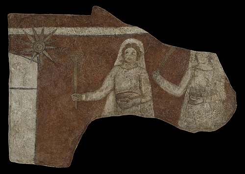 Baptistery wall painting: Procession of women, Yale University Art Gallery, , 