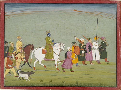Illustration from a Bhagavata Purana Series, Book 10: Krishna Leads the Townspeople, 1762, 