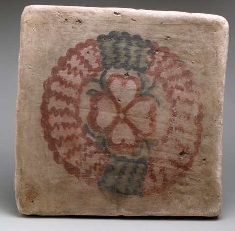 Painted Tile with Rose Inside Wreath, Yale University Art Gallery, inv. 1933.258, 245, 