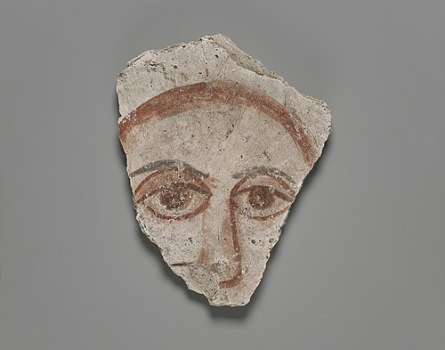 Wall painting fragment showing human face, Yale University Art Gallery, inv. 1929.354, , 