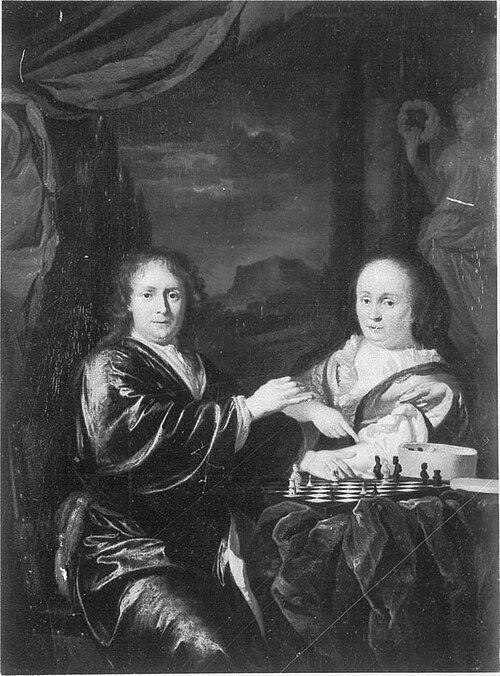 Gentleman and Lady with a Chess Board, 1680, 