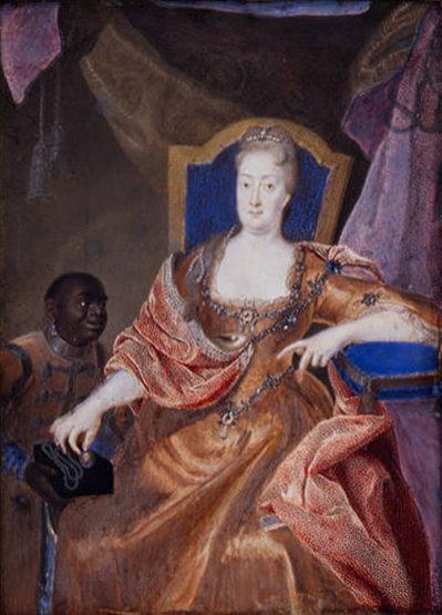 Bildnis der Kurfürstin Christiane Eberhardine im Prunkrahmen, 1718, 