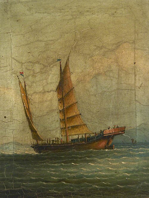 A junk under sail, 1850, 