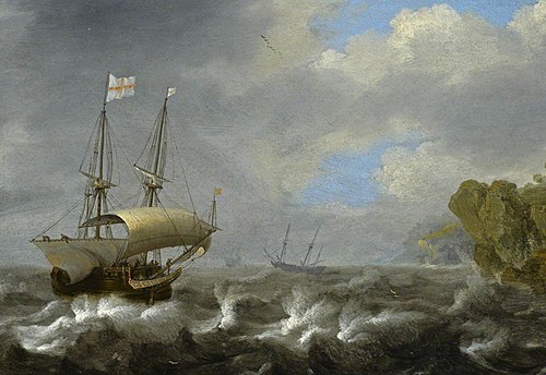 An English Ship Running Towards a Rocky Coast, 1657, 