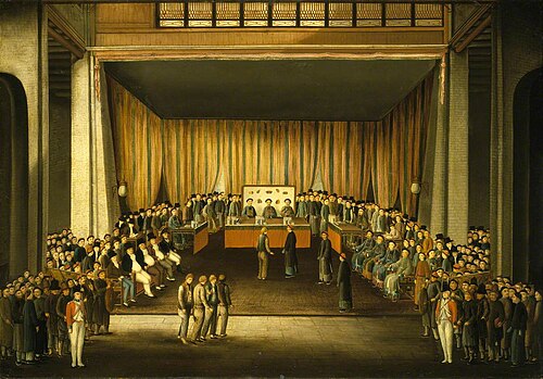 Trial of Four British Seamen at Canton, 1 October 1807: Scene Inside the Court, 1850, 