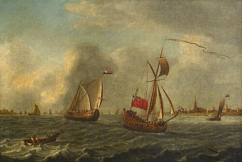An English yacht in a Dutch harbour, 1745, 