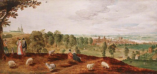 Greenwich from the south-east showing the Park  and Tudor palace, about 1620, 1650, 