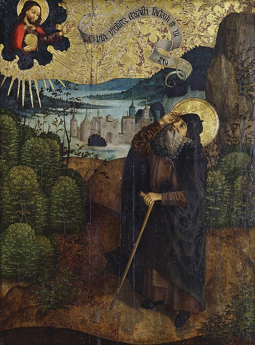 Vision of St. Anthony the Hermit, detail of an altar wing from the Church of Saint Anthony in  Szepe, 1510, 