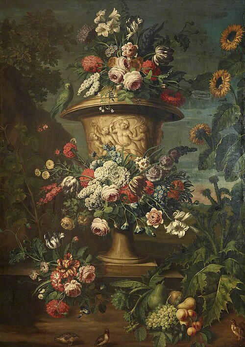 An Urn Filled and Garlanded with Summer Flowers, 1694, 