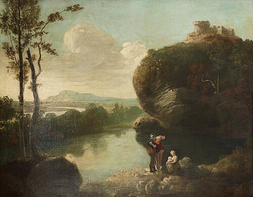Classical Landscape with Lake, Castle and Figures, 1839, 