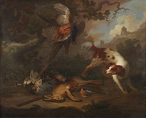 Spaniel with Dead Game and a Gun in a Landscape, 1849, 
