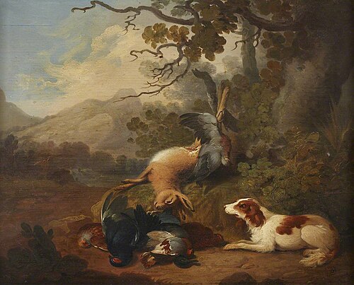 Spaniel with Dead Game in a Landscape, 1849, 