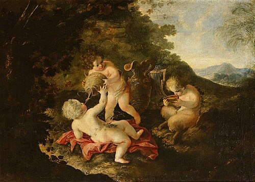 Two Putti and a Baby Satyr, 1670, 