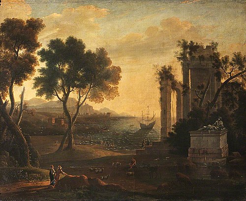 A Ruined Temple at Sunset, 1649, 