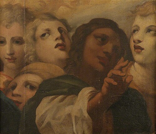 Heads of the Blessing Christ and Four Angels, 1649, 