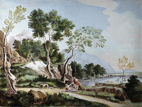 Landscape with Mythological Scene (possibly Diana and Endymion), 1749, 