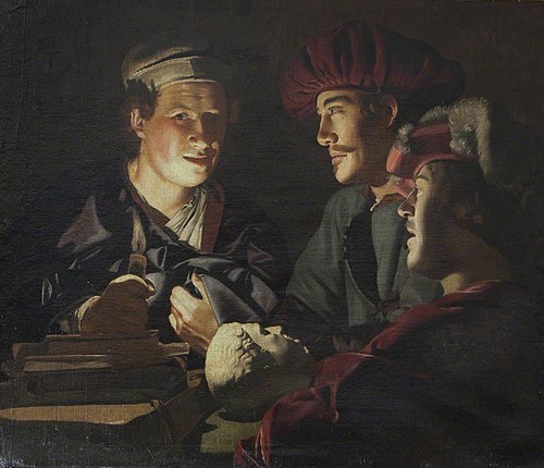 Three Men examining an Antique Head by Candlelight, 1649, 
