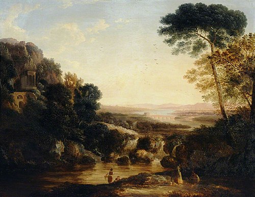 A Romantic River Landscape with a Waterfall, 1814, 
