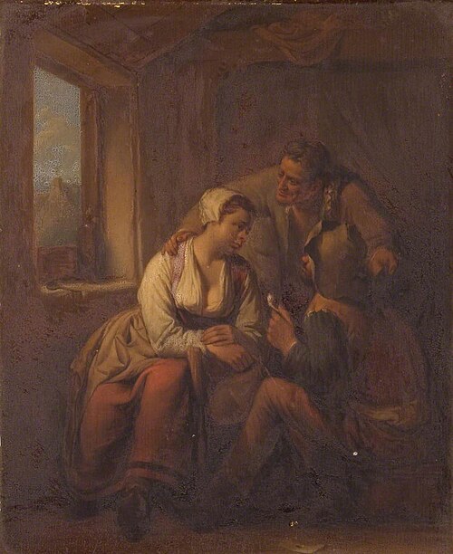 Three Peasants conversing near a Window, 1684, 