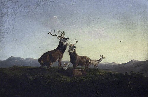 A Pair of Highland Stags rutting, 1859, 