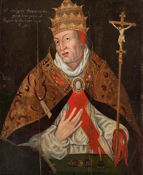 Four Fathers of the Church: Pope Gregory I (the 'Great') (c.540-604) (after Maarten de Vos), 1587, 