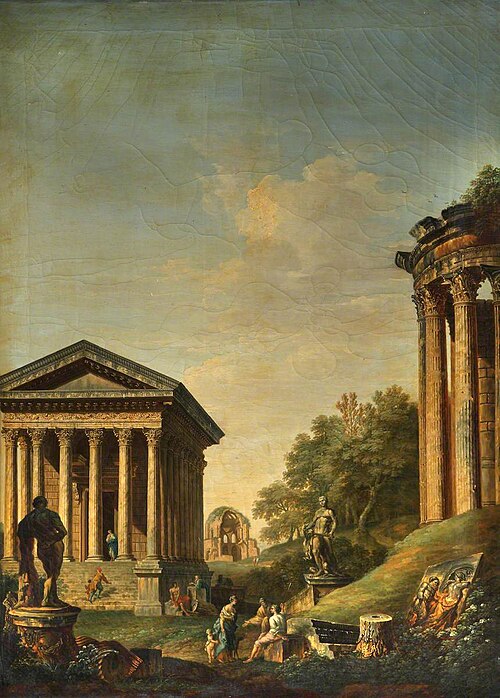 Architectural Capriccio with the Maison Carré and the Temples of Vesta and Minerva Medica, 1738, 