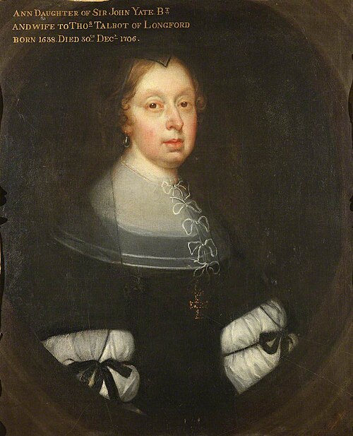 Anne Yate, Mrs Thomas Talbot (1638-1706), 1664, 