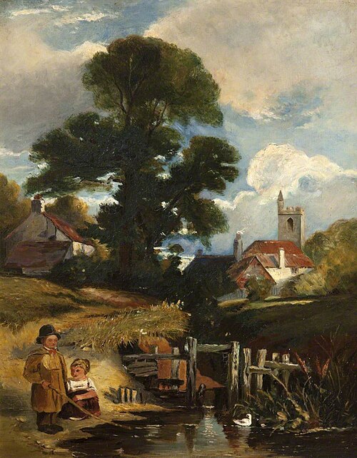 River Scene with Children ('The Young Anglers'), 1849, 