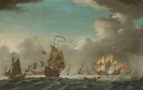 British Men o' War in a Breeze, 1660, 