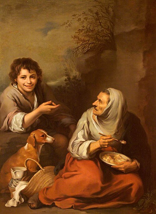 An Urchin mocking an Old Woman eating Migas, 1749, 