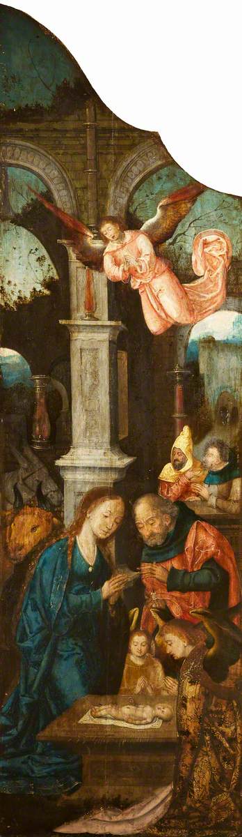 The Dyrham Triptych (The Nativity by Night with Shepherds, The Adoration of the Magi and The Flight , 1530, 