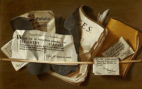 Vanitas Trompe-l’oeil Letter-rack, with Death Notices, 1660, 