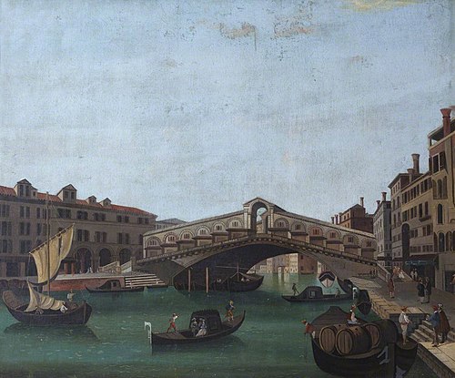 The Rialto Bridge, Venice (imitator of Canaletto), 1849, 