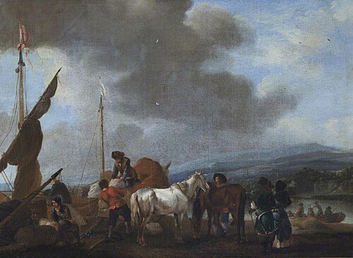 Men loading a Boat at Scheveningen, 1749, 