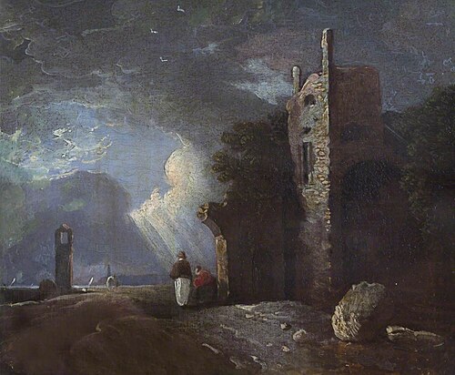 Two Figures by a Ruin (Ruined Tower with Figures), 1774, 