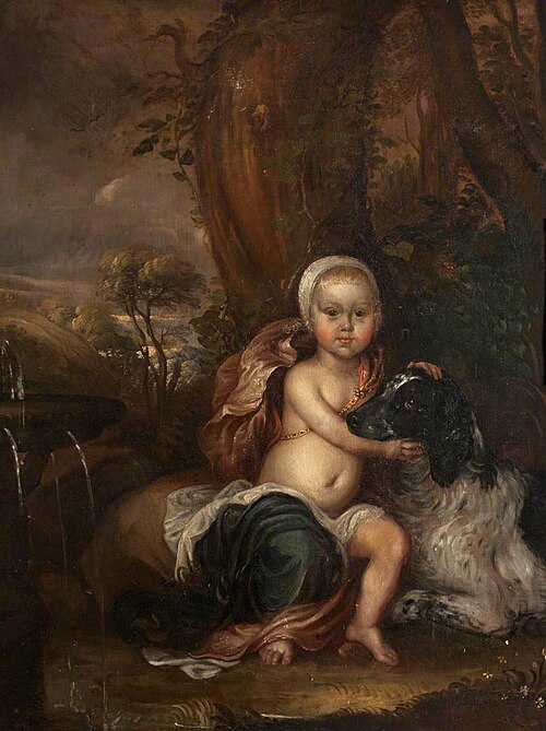 Portrait of a Baby, called (impossibly) Lord Conyers Obsborne, but either William Henry Osborne, Ear, 1687, 