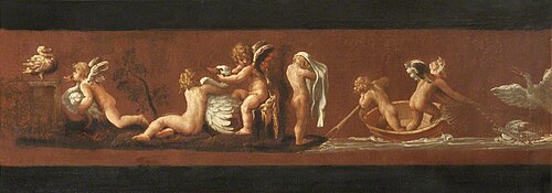Putti and Cupids playing with Swans, 1657, 