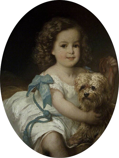 A Young Child with a Dog, possibly Lucy Vernon with 'Spot', 1849, 