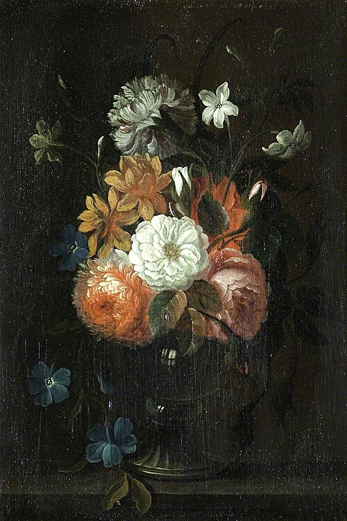 Still Life of Flowers in a Vase on a Ledge, 1749, 