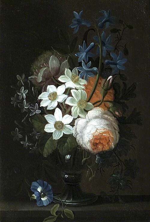 Still Life of Flowers in a Vase on a Ledge, 1749, 
