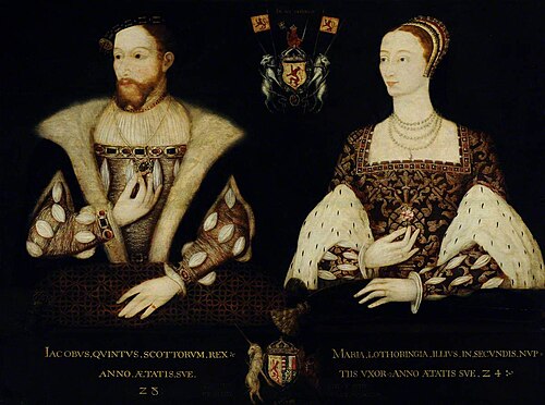 King James V, King of Scotland (1512– 1542), aged 28 and Queen Mary (of Guise), Queen of Scotland (1, 1549, 
