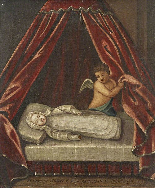 The Infant The Hon. Felton Hervey (3 July 1710–16 July 1710), laid out in death, 1710, 