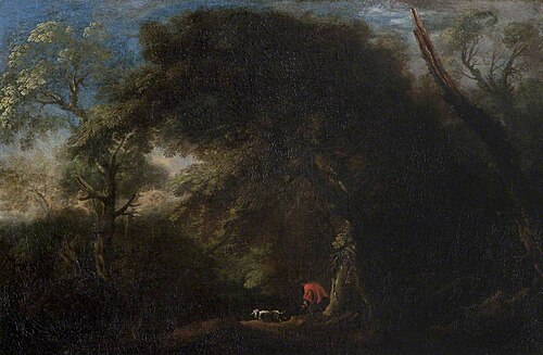 Wooded Landscape with Huntsmen and a Dog, 1649, 