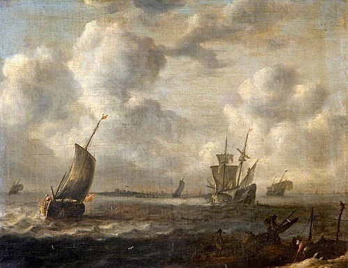 Ships off the Coast in Choppy Waters, 1650, 