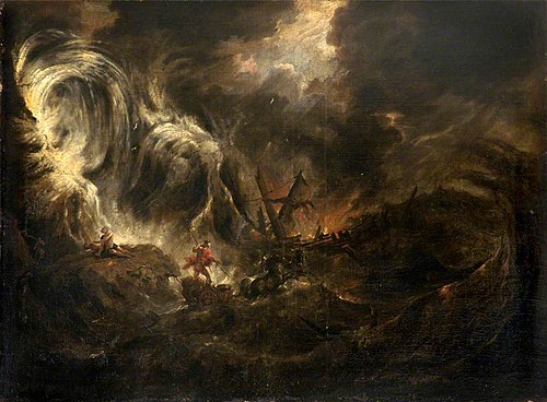 Storm at Sea with Neptune in his Chariot (and Ulysses Cast away on a Rock?), 1549, 