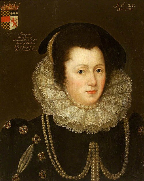 Lady Margaret Russell, Countess of Cumberland (1560-1616), at the age of 25, 1585, 