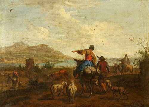 A River Landscape with Travellers on a Road, 1749, 